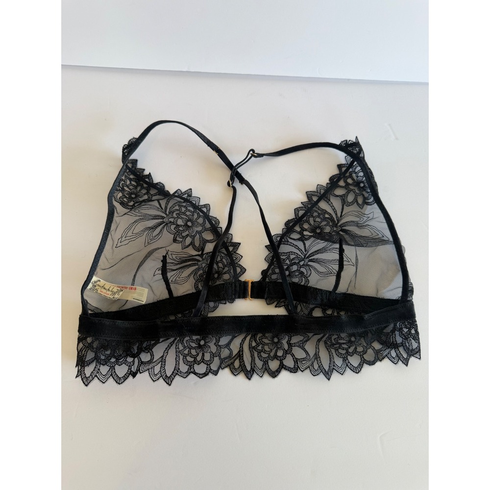 Intimately Free People Black Sheer coquette Floral Lace Bralette Front Clasp S - Picture 3 of 6